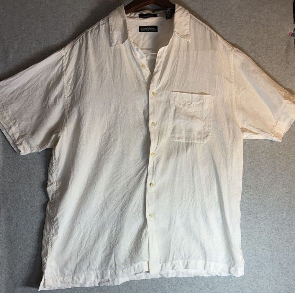 Lord & Taylor’s Men’s Sz L 100% Linen Summer Coastal Button Up Natural Laginlook